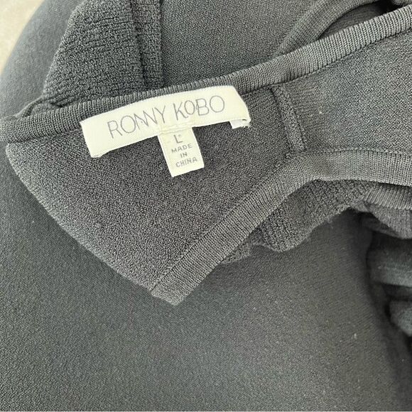 Ronny Kobo Sora Double Knit Ruffle Sleeveless Mini Dress in Black size large - Picture 15 of 15